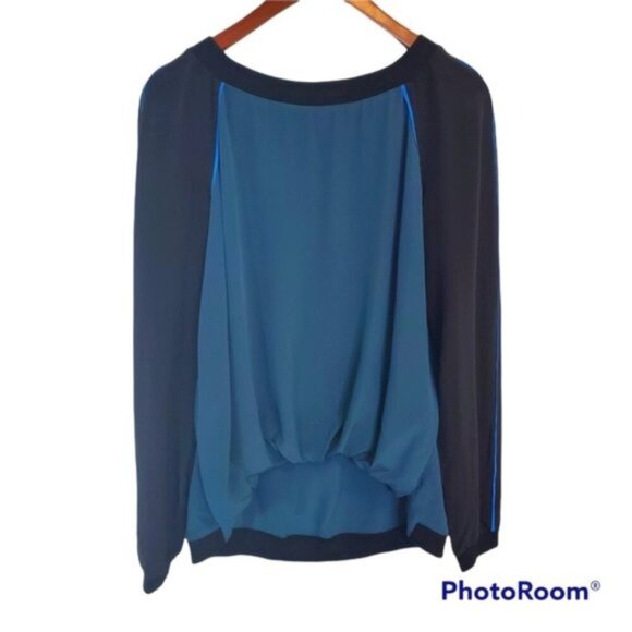 Elizabeth & James Blue/Black Brooklyn Silk Top Size M - Picture 1 of 6